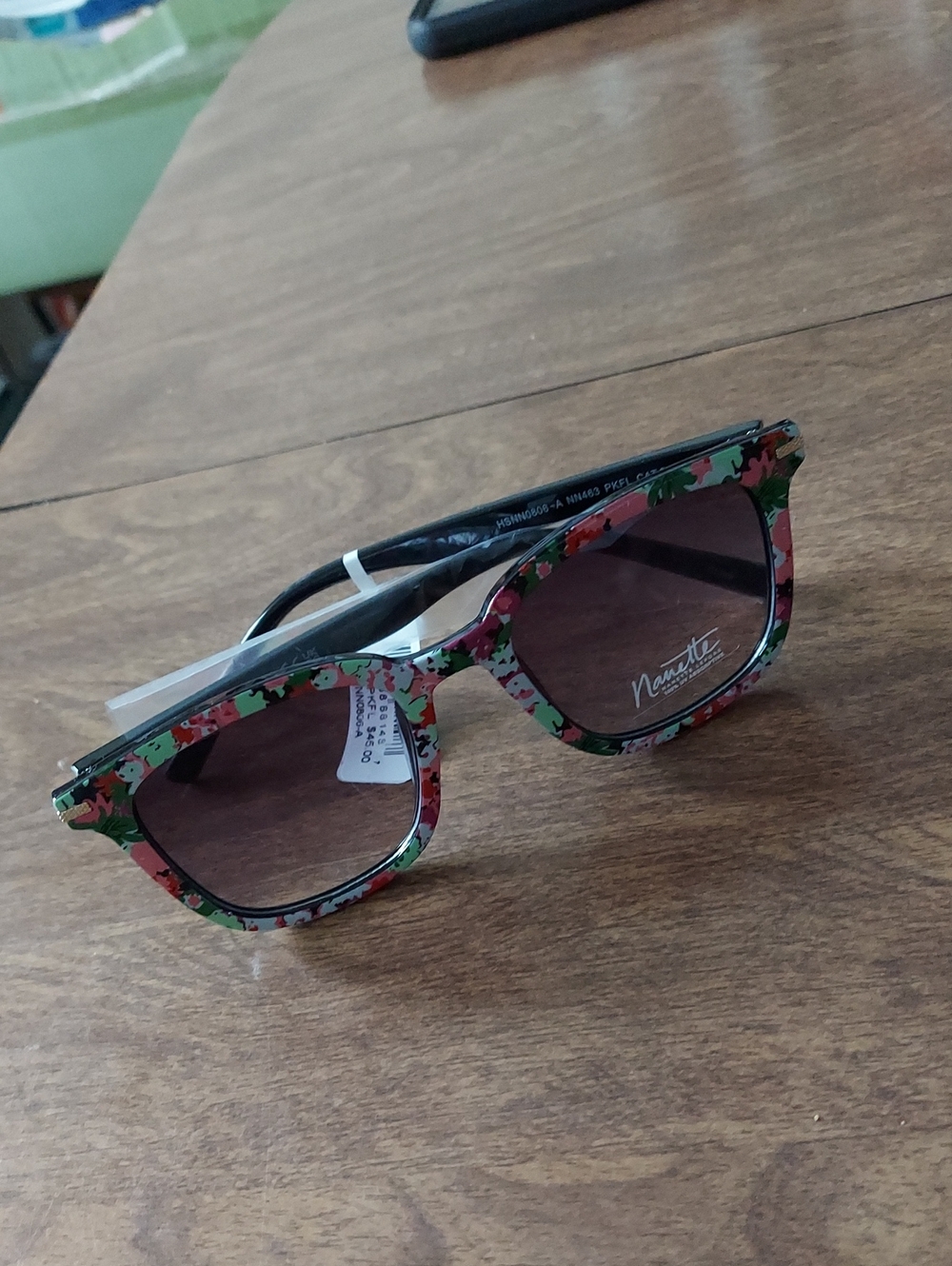 Nanette Lepore Floral Green Pink Sunglasses